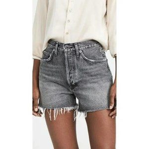 Agolde Dee Shorts in Moxy - High Rise Faded Black Wash